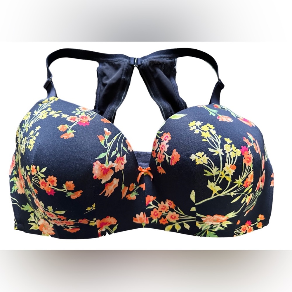 Cacique Blue Underwire Floral Bra